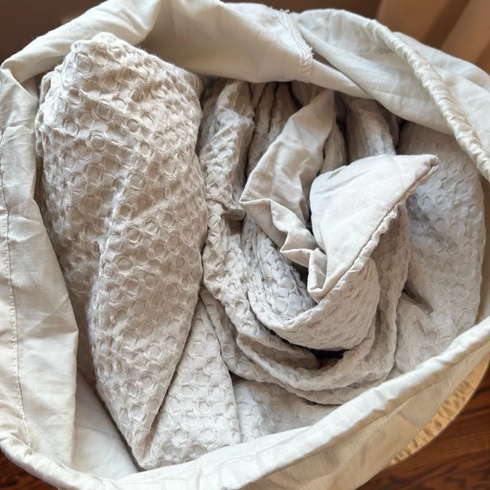 QUINCE Organic Luxe Waffle Duvet Cover Full/Queen Light Gray